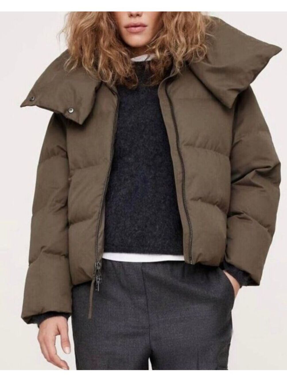 NWT Banana Republic Short Puffer Coat Sycamore Brown